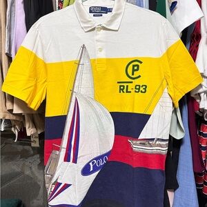 Rare C P RL 93 Polo by Ralph Lauren Yellow Red Nautical vintage vtg